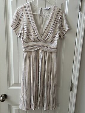 Baltic Born Midi Length Stripe Crepe Dress Sz Small